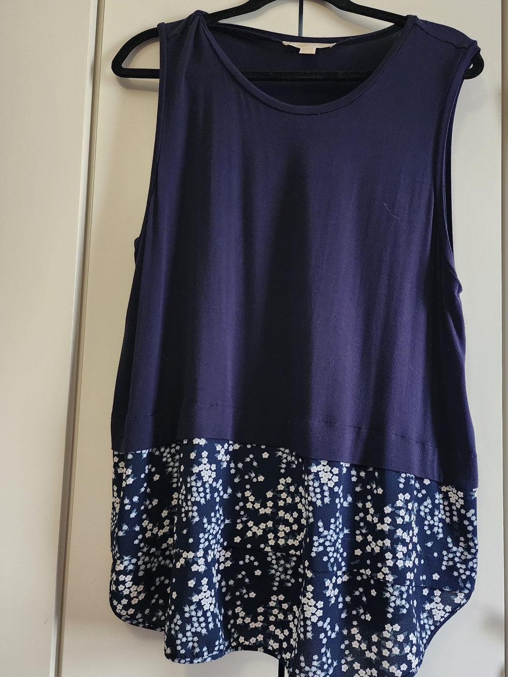Michael Kors Navy Floral Tiered Tank